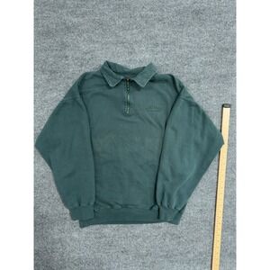 Northern Reflections Mens Green Quarter Zip Pullover Sweatshirt Embroidered Logo